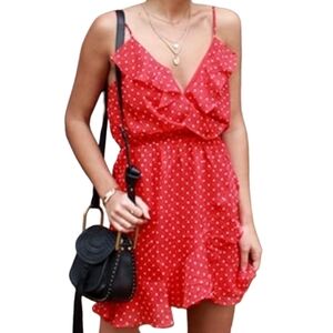 Forever 21 Red Ruffled Wrap Sundress